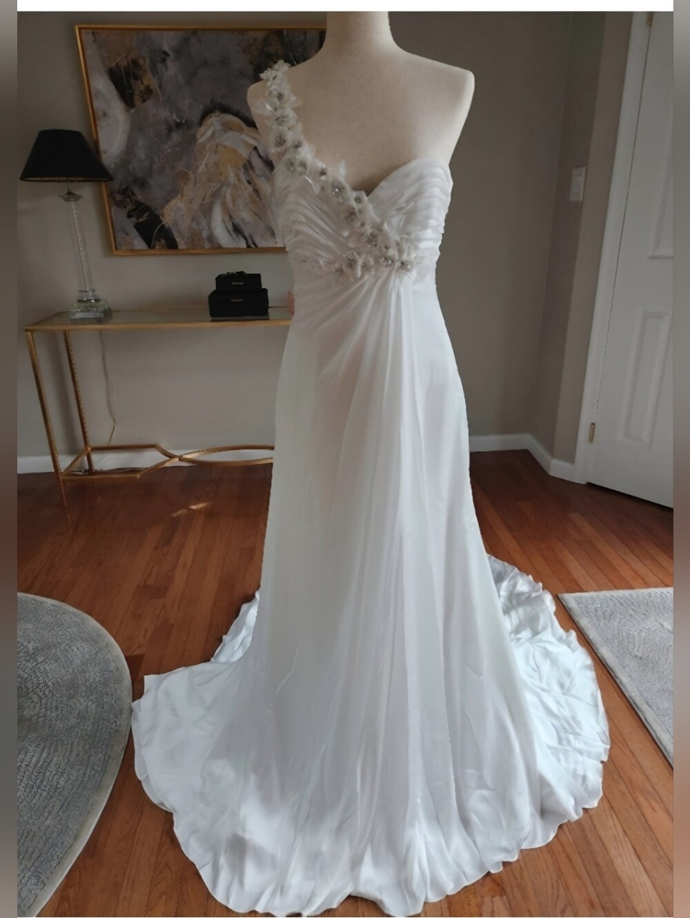 Sottero and Midgley Couture Slimline Flower Applique Wedding Gown Sz 10